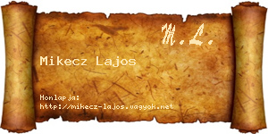 Mikecz Lajos névjegykártya